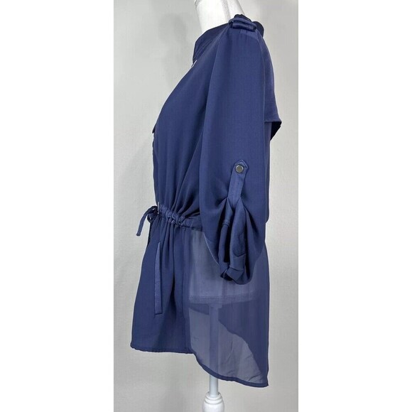 Chico's Navy  Front Zip Sheer Back Anorak Jacket Size  2 (Large) - Picture 7 of 15